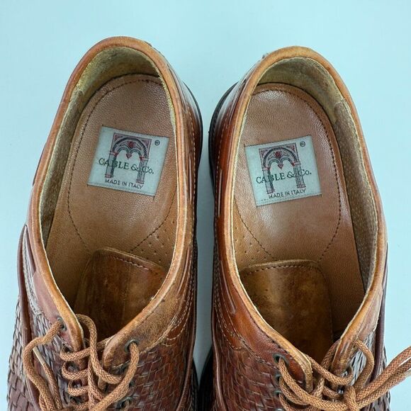 Cable & Co. Men's Dress Shoes Leather Weave Oxfords Italy Brown EU 39/ US 7 - Picture 6 of 9